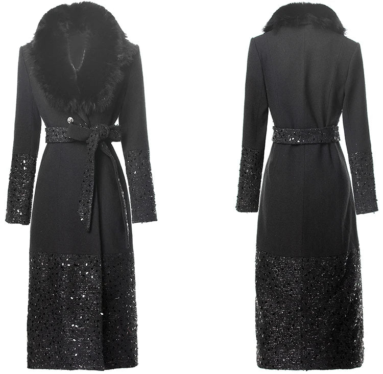 Alma Double Breasted Sequins Coat