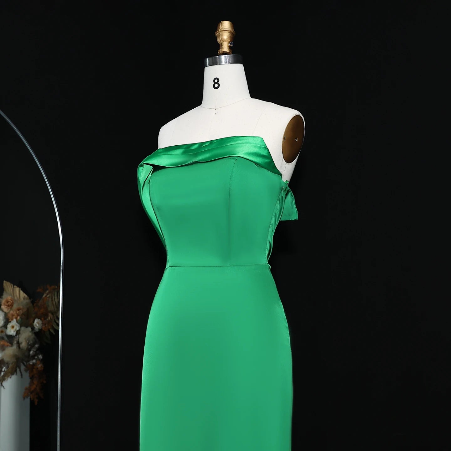 Gema Green Strapless Evening Dress
