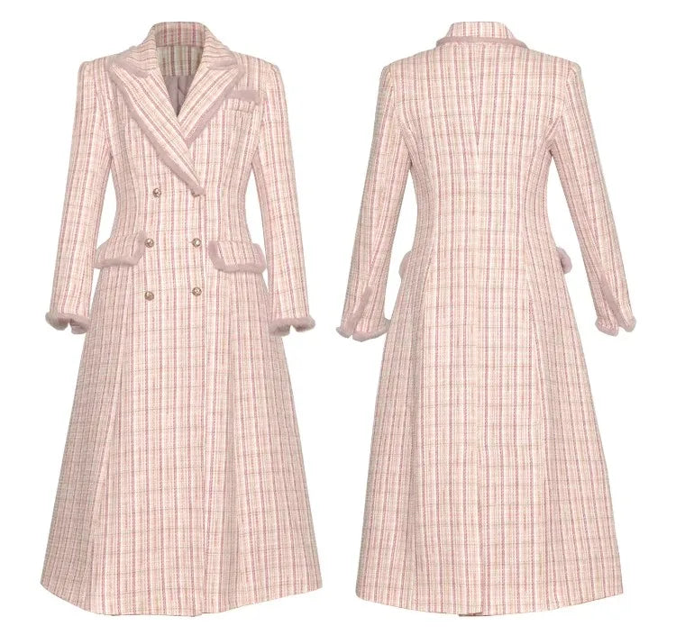 Bristol  Crystal Double Breasted Plaid Tweed Coat