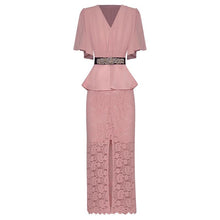 Load image into Gallery viewer, Clarissa V-Neck Butterfly Sleeve Crystal Belt Pencil Dress