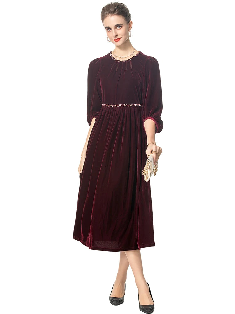 Fallon  Sleeve Chain Vintage Party Velvet Dress