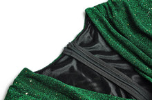 Load image into Gallery viewer, Louisa Sequins Belt Diamond Fold Lantern Sleeve Dress