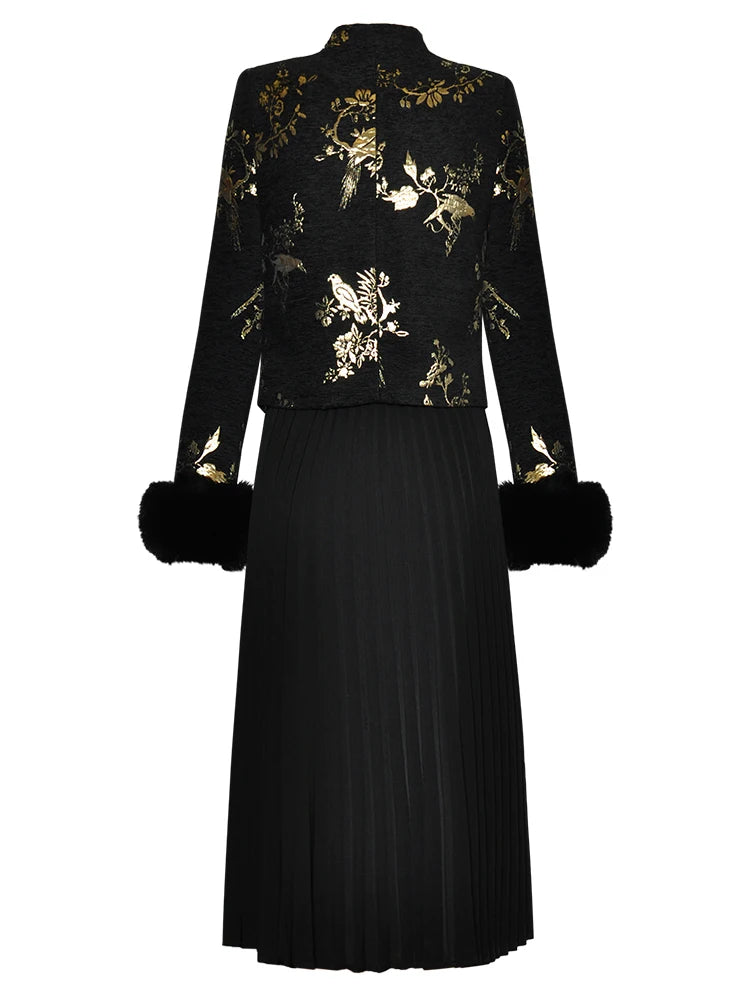 Paloma Long Sleeve Cotton Coat High Waist Skirt Sets