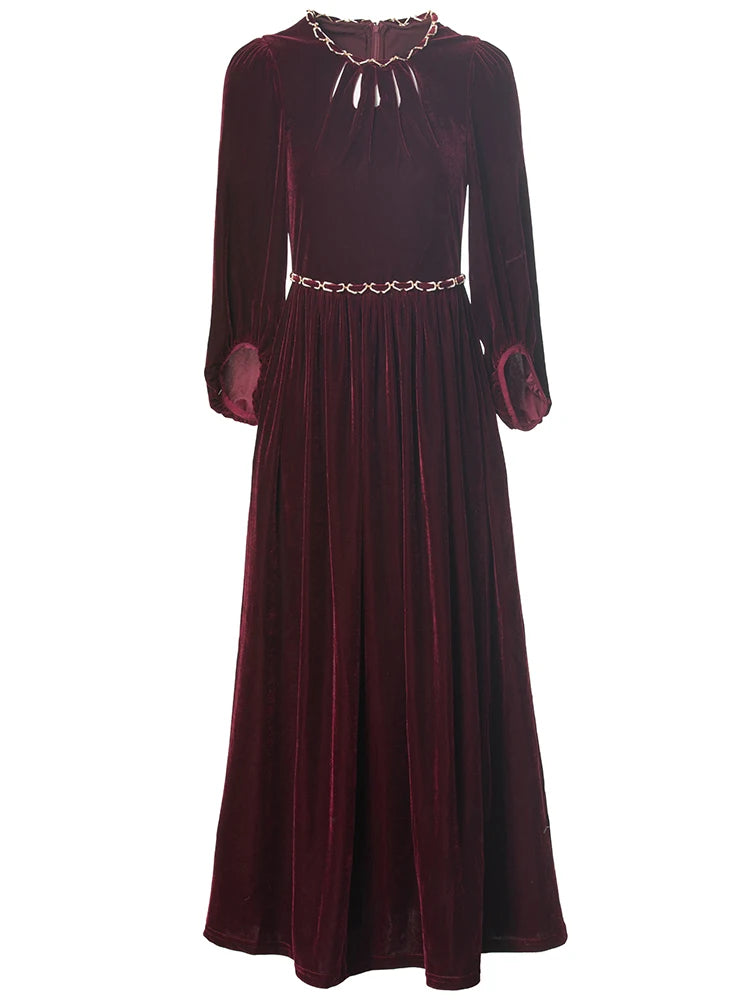 Fallon  Sleeve Chain Vintage Party Velvet Dress