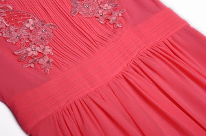 Ridley V-Neck Half Sleeve Embroidery Beading Appliques Vintage Party Long Dress