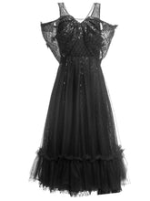 Load image into Gallery viewer, Maliyah Spaghetti Strap V-Neck Sequins Black Midi Dress