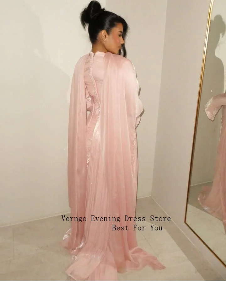 Elliebelle Pearls Evening Dress O Neck Full Sleeves Formal Occasion Pleat Prom Gown