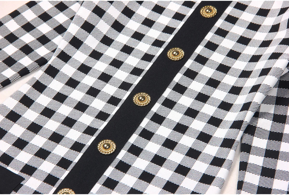 Jessy Plaid Knitting Sweater Dress