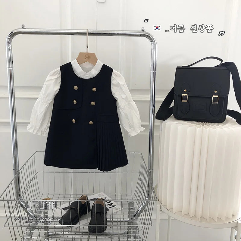 Long Sleeve Blouse and School Sundress for Girls Kids