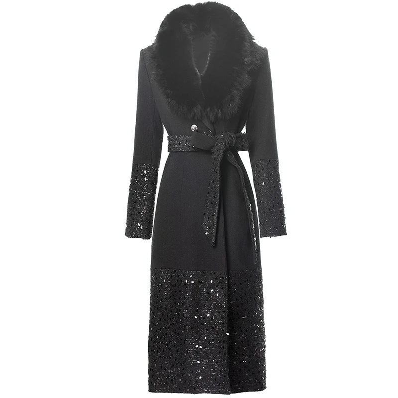 Alma Double Breasted Sequins Coat