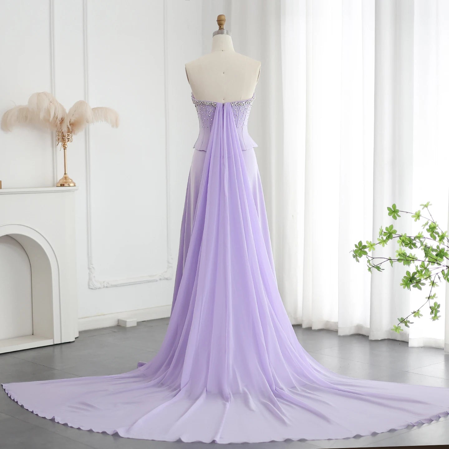 Lilac Two Pieces  Scalloped Corset Luxury Evening Dress