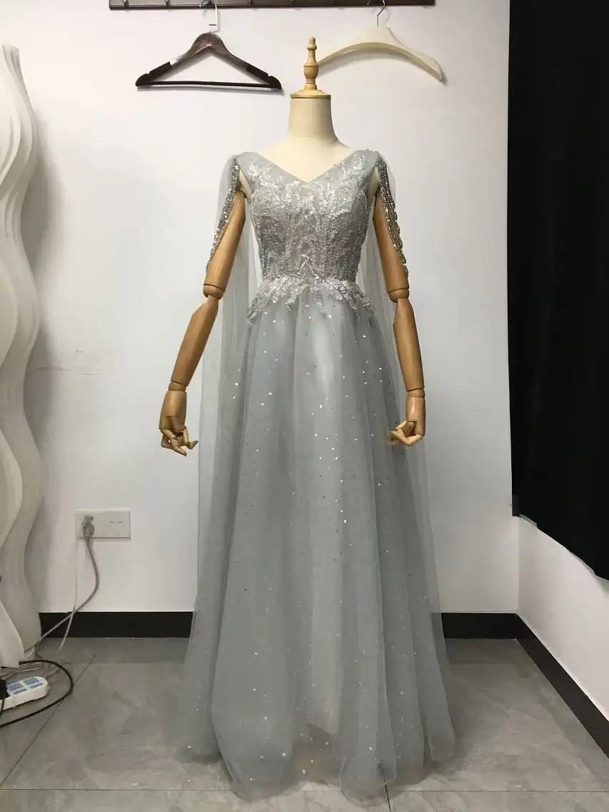 Jheanx Sexy V-neck Ball Gown Wedding Evening Party Summer Dress French Red Sequined Bride Wedding Dress Women Formal Vestidos