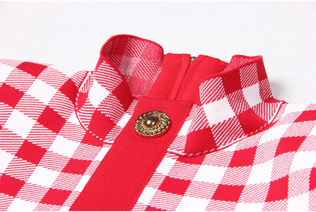 Jessy Plaid Knitting Sweater Dress