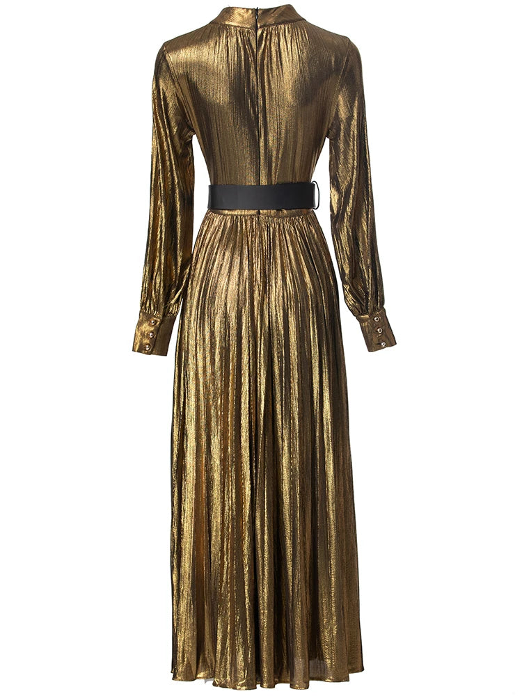 Vienna Metallic Pleated Dress