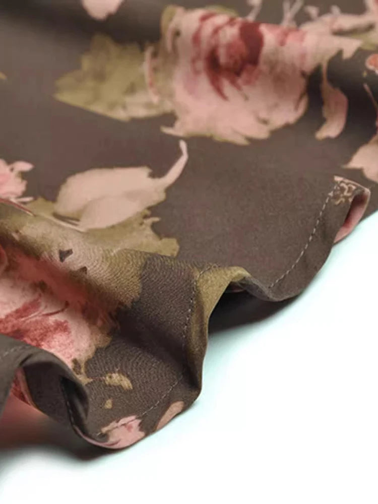 Noemi V-Neck Single Button knitting Top + Backless Flower Print 2-Piece Set