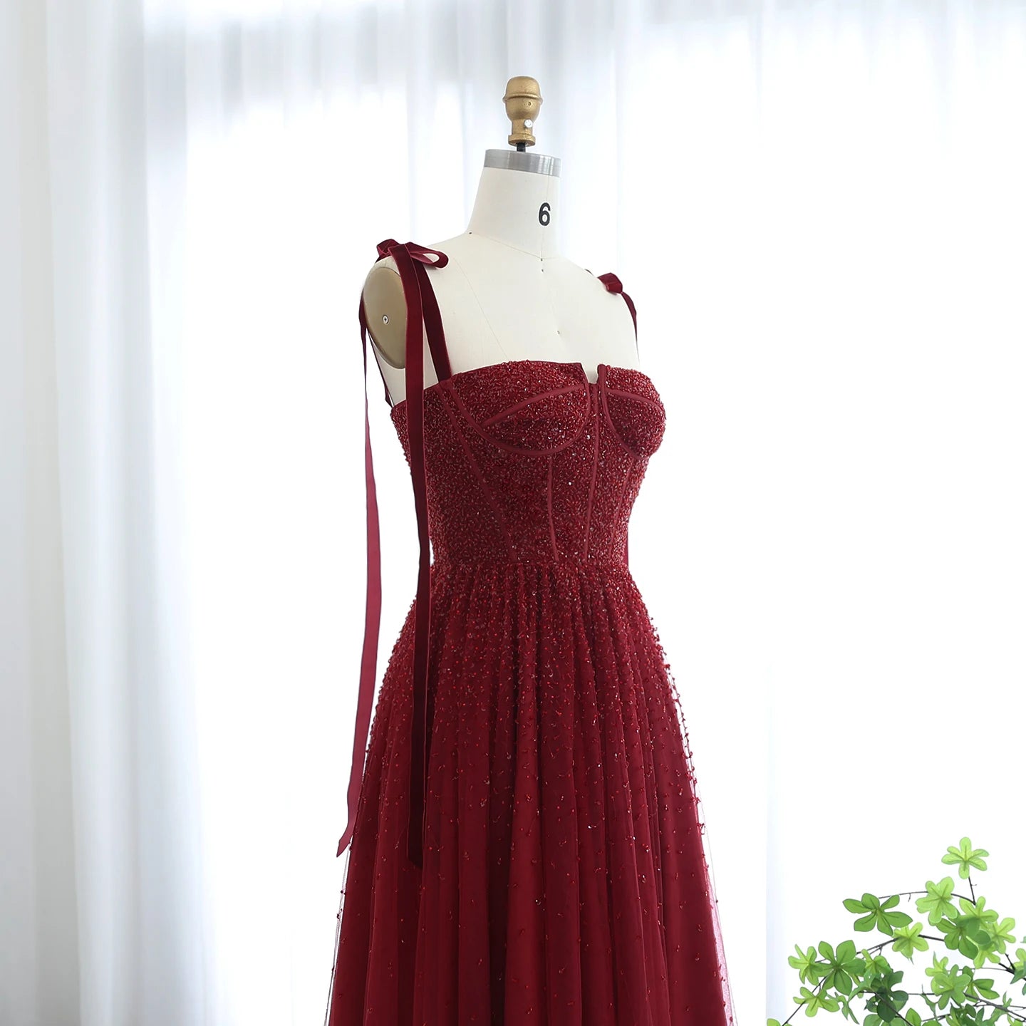 Axel Beaded Wine Red Blush Pink Dubai Evening Dress