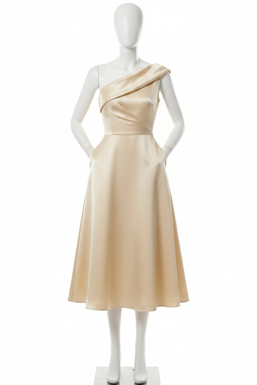 Wenny Off-shoulder Solid Color High Waist Slimming Simple Temperament A-line Skirt