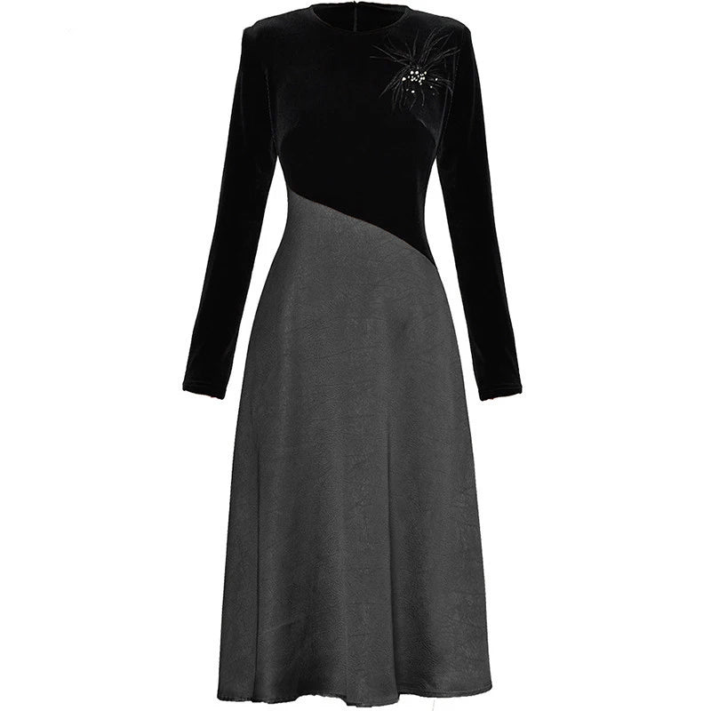 Leah Vintage Velvet Spliced Dress