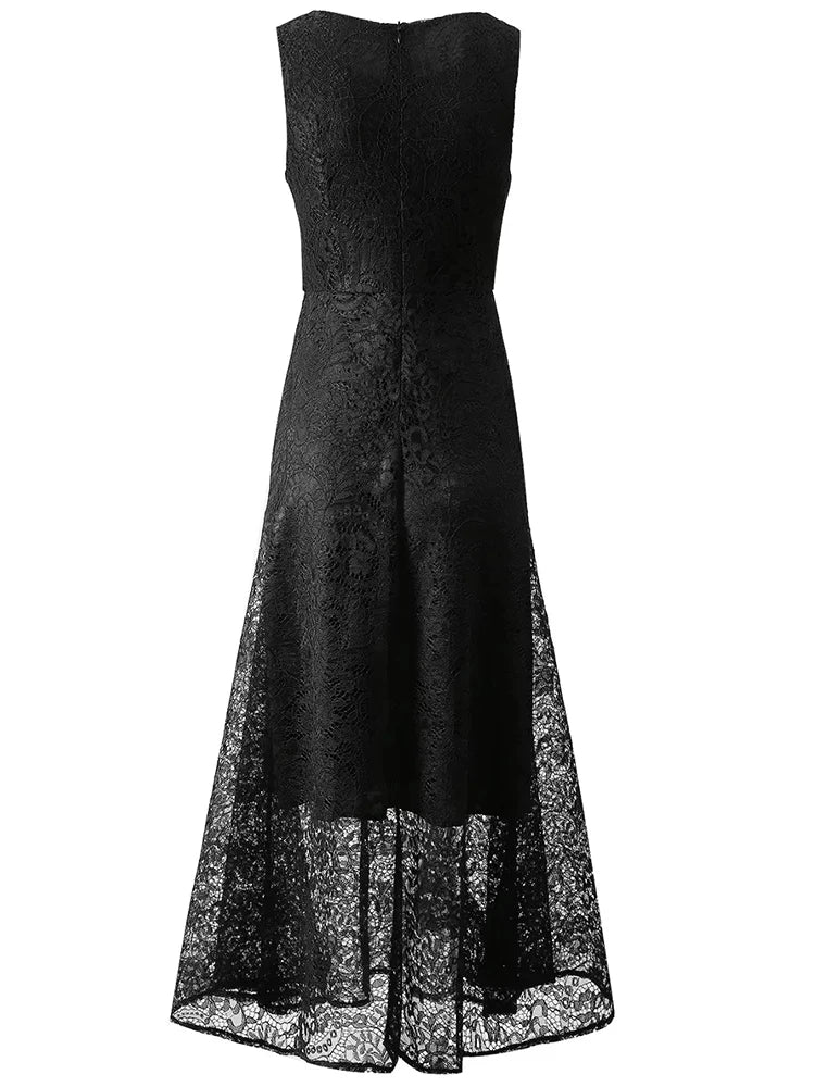 Leticia O-Neck Sleeveless Butterfly Sequins High Waist Vintage Dress