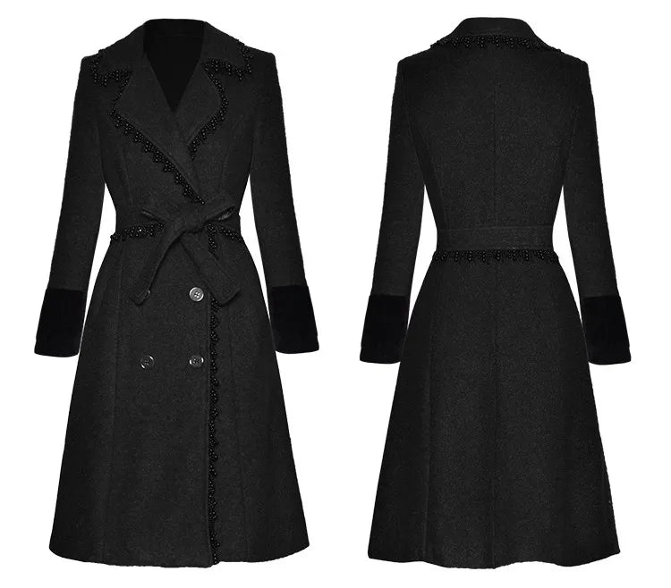 Florence Double Breasted Beading Tweed Coat