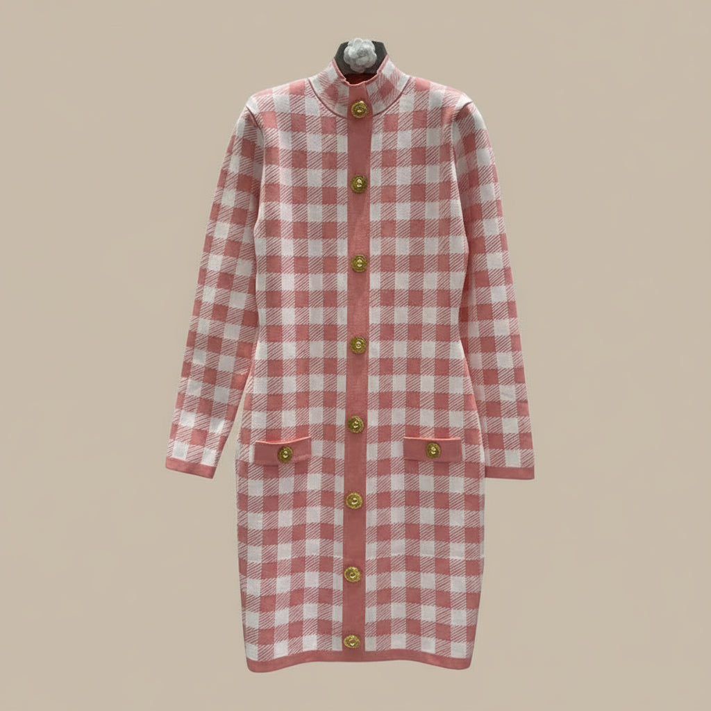Jessy Plaid Knitting Sweater Dress