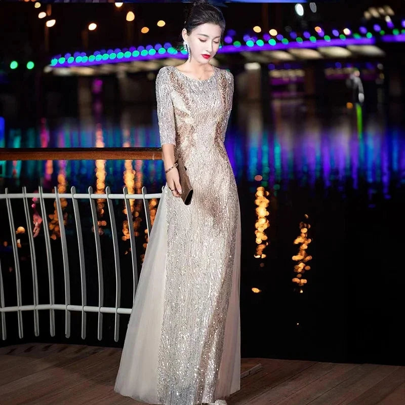 Jaya Evening Gown High-end Banquet Niche Light Luxury Host Steel Companion Conductor Choir Performance Costume Women's Long Dress