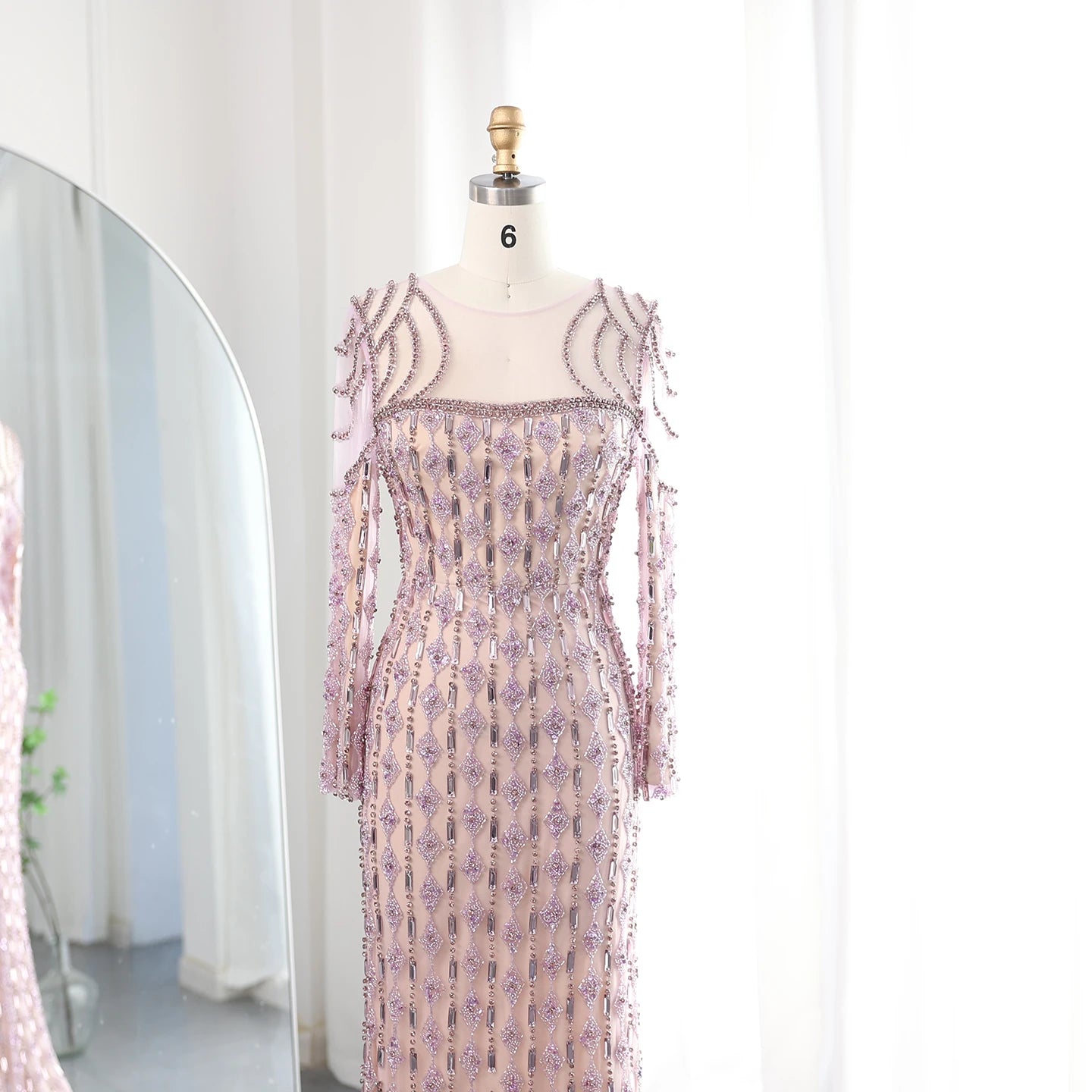 Luxury Evening Mermaid Dress with Long Sleeves