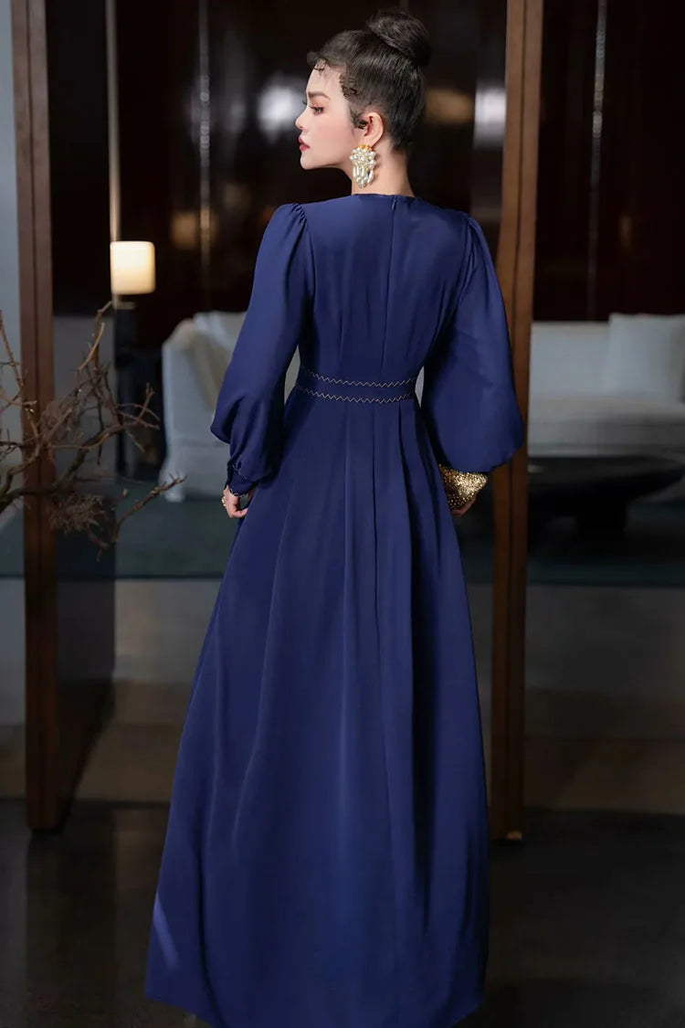 Vera  V-Neck Lantern Sleeve Elegant Party Dress