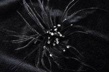 Load image into Gallery viewer, Nola O-Neck Long Sleeve Crystal Feathers Brooch Patchwork Office Lady Dress