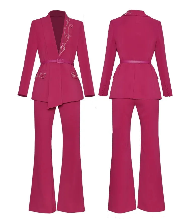 Kerrie Blazer Top + Flare Pant  2 Piece Set