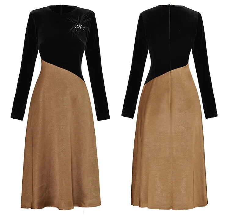 Leah Vintage Velvet Spliced Dress