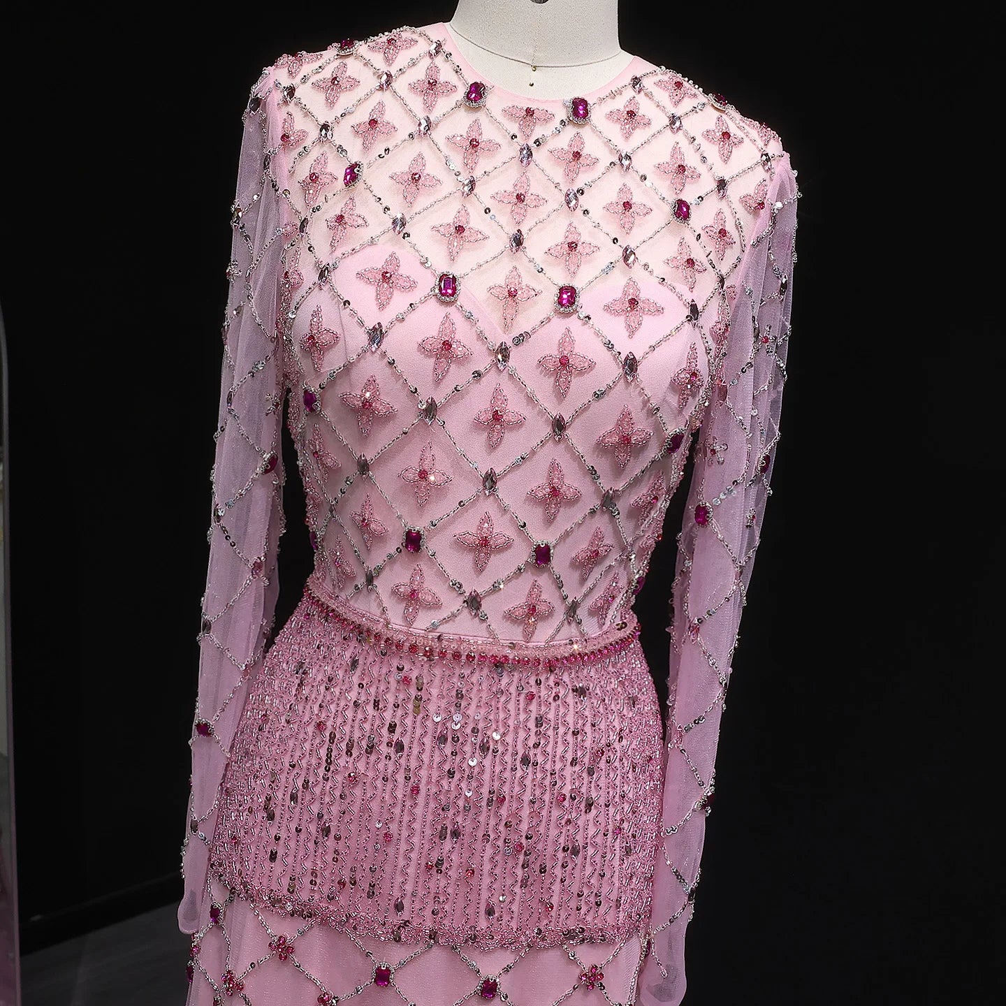 Marian Dubai Pink Arabic Stunning Evening Dress Gown