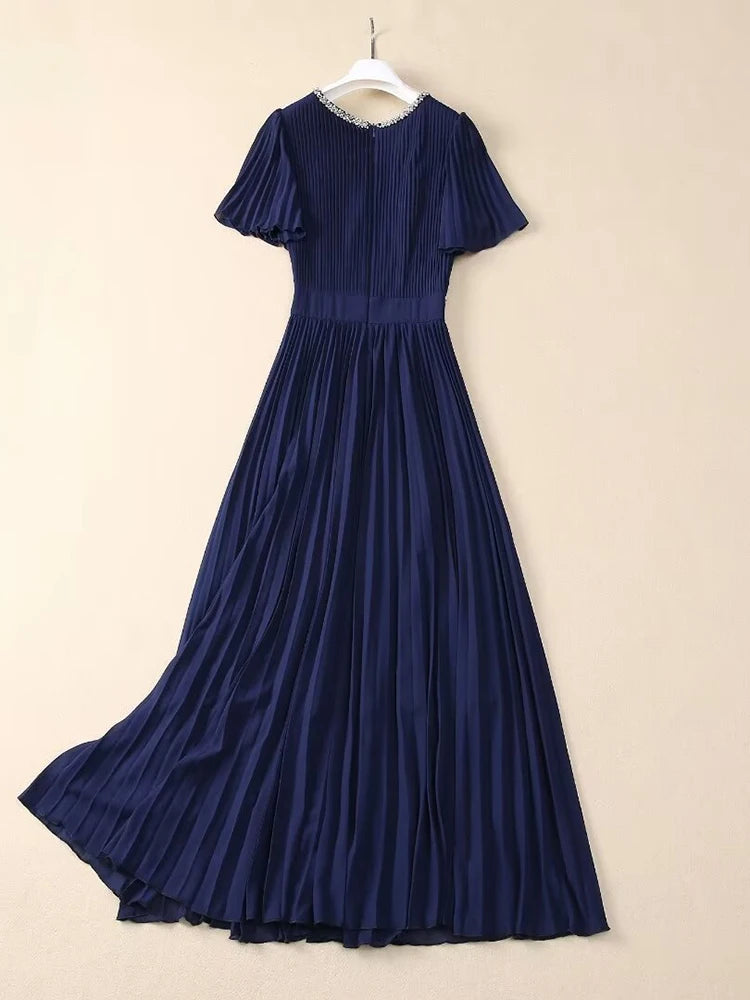 Sawyer  V-Neck Flare Sleeve  Vintage Party Pleated Dress