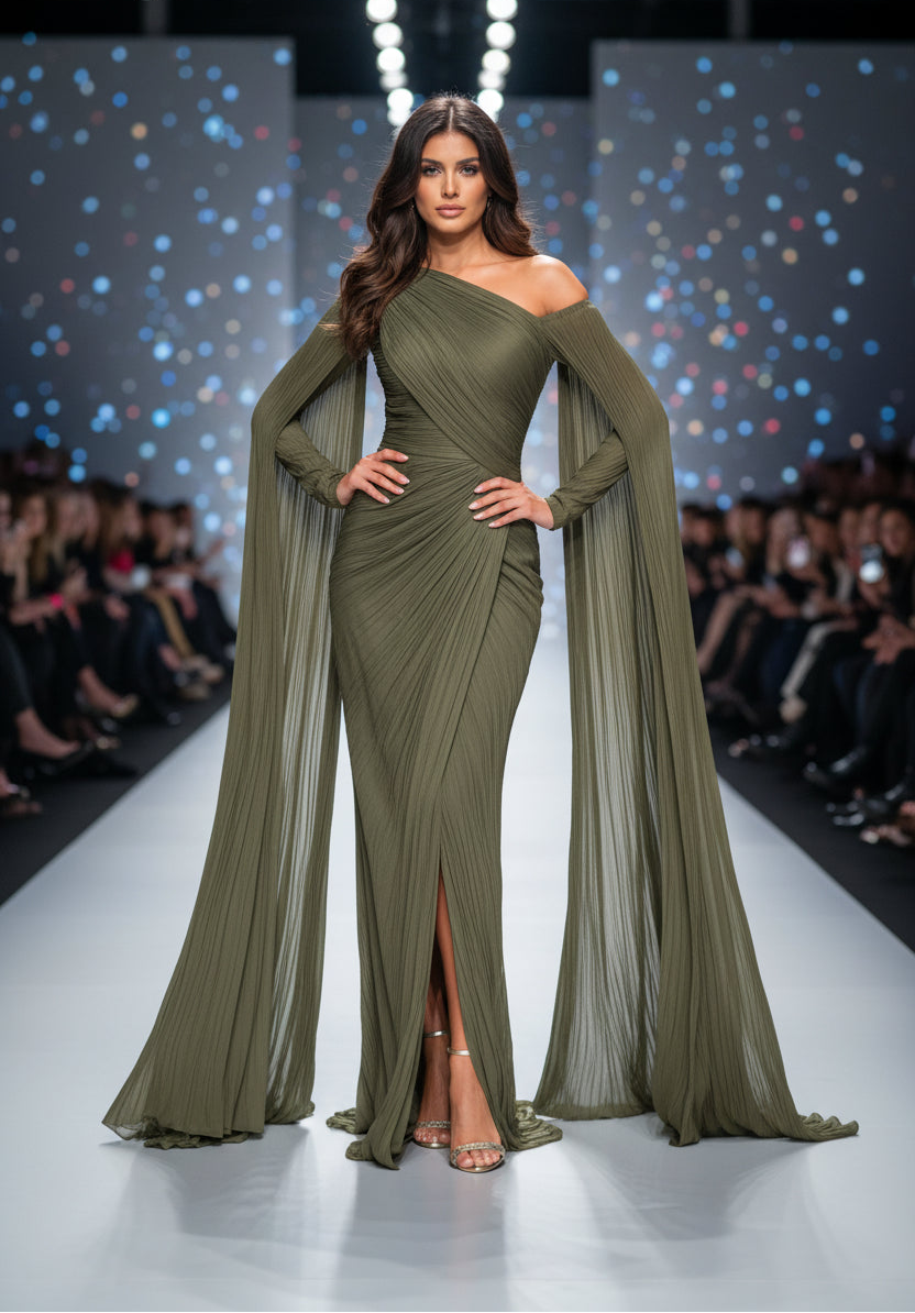 Vern Formal Evening Dress O Neck Full Sleeves Formal Occasion Prom Gown