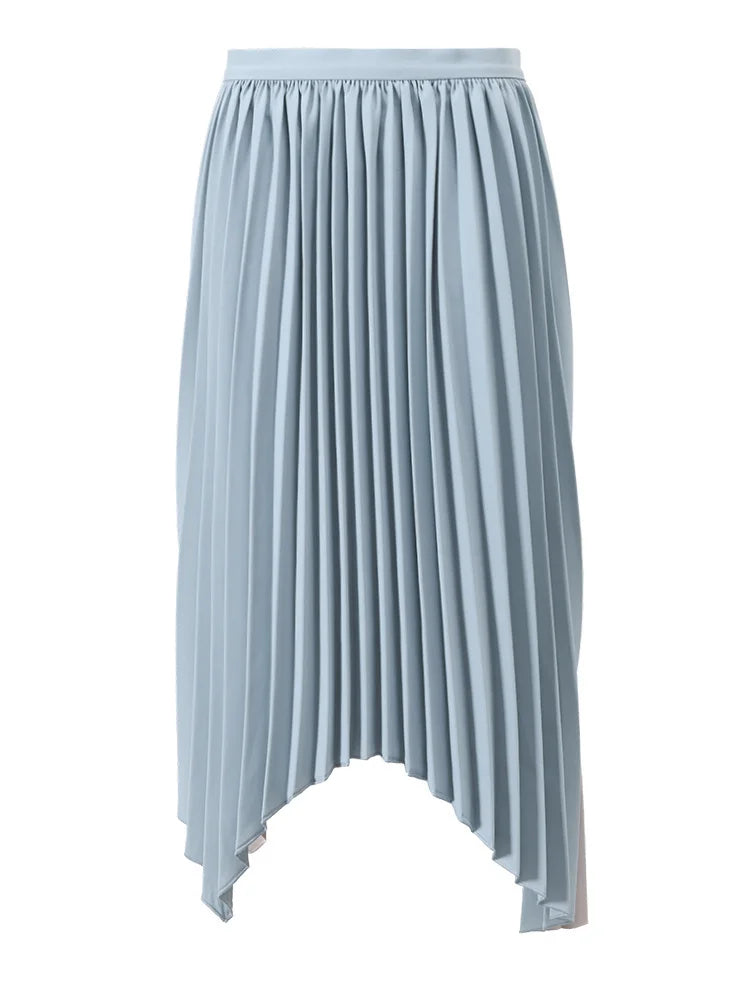 مجموعة ألينا مكونة من قطعتين للنساء، معطف بليزرات غير منتظمة بأكمام طويلة، وتنورة مطوية بألوان متباينة غير متماثلة