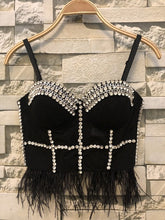 Load image into Gallery viewer, Rhinestone Feather Corset Bustier