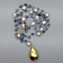 Load image into Gallery viewer, Kyanites freshwater Pearl Statement Necklace