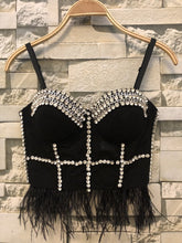 Load image into Gallery viewer, Rhinestone Feather Corset Bustier