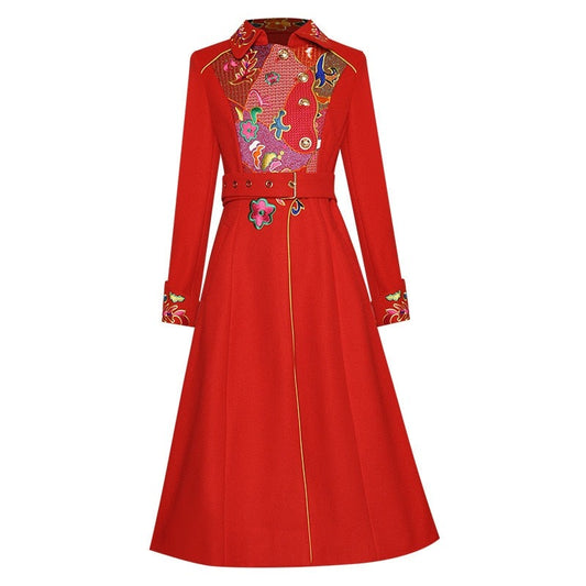 Persia Spring Autumn  Long sleeve Single-breasted Embroidery Overcoat