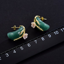 Load image into Gallery viewer, Natural Aventurine  Handmade  Plum Flower Stud Earrings