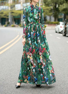 Vittoria Long sleeve Rainforest Floral-Print Maxi Dress