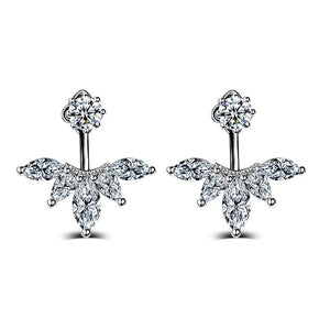 Needle Elegant Sweet Flower Shiny CZ Zircon  Stud Earrings