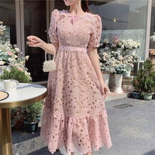 Load image into Gallery viewer, New Lace Patchwork Hollow Out Long Dress Elegant Ruffles Dress