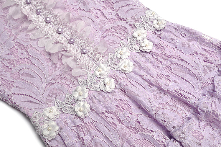 Estefania – Elegantes, langärmliges Kleid mit Spitzenapplikationen