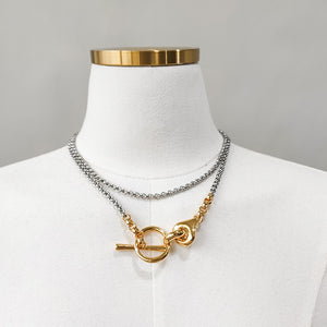 Gold Plated  Circle locker long-chain Double Layer Necklace
