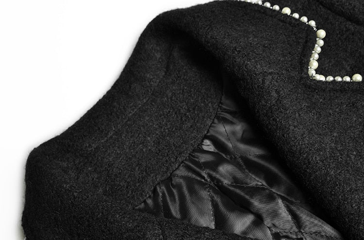 Tala Autumn Winter Wool  Crystal Single Breasted Overcoat