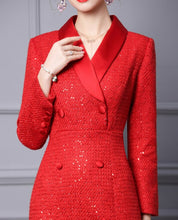 Load image into Gallery viewer, Tweed Woollen Dress Vestidos Robe Femme