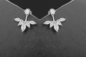 Needle Elegant Sweet Flower Shiny CZ Zircon  Stud Earrings