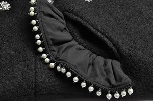 Tala Autumn Winter Wool  Crystal Single Breasted Overcoat