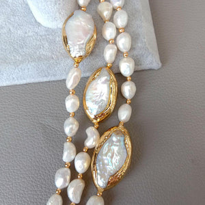 Baroque Keshi Pearl Gold Plated Necklace with Gold Plated Connector Chokers